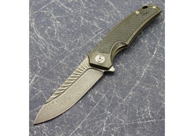 Складной нож Japanese VG10 Damascus Titanium Carbon NKOK824